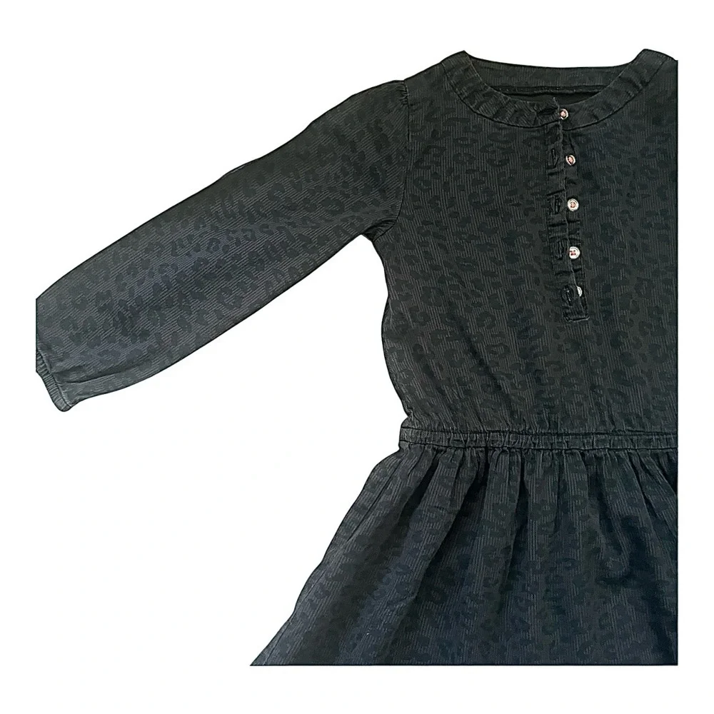 Carter’s casual twirl bodysuit dress Girl 4T midnight leopard print front button